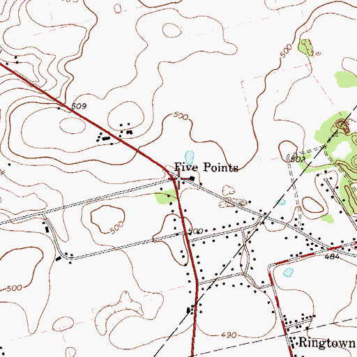 Topographic Map of Five Points, PA