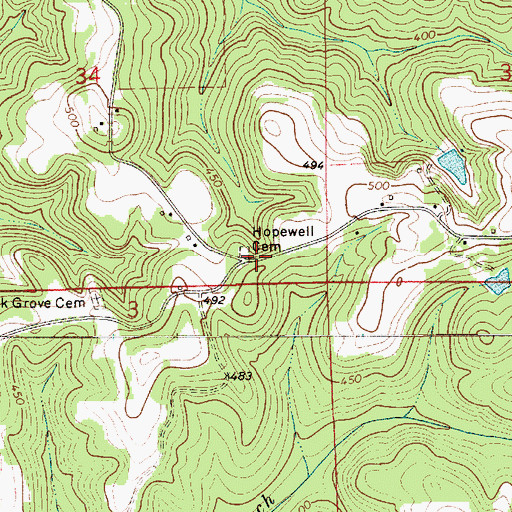 Topographic Map of Hopewell Cemetery, AL