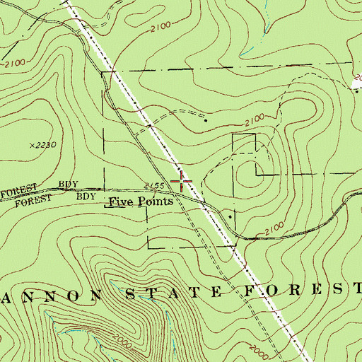 Topographic Map of Five Points, PA