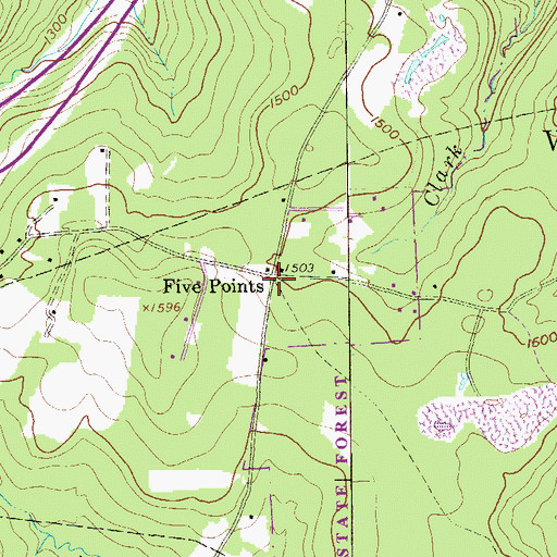 Topographic Map of Five Points, PA