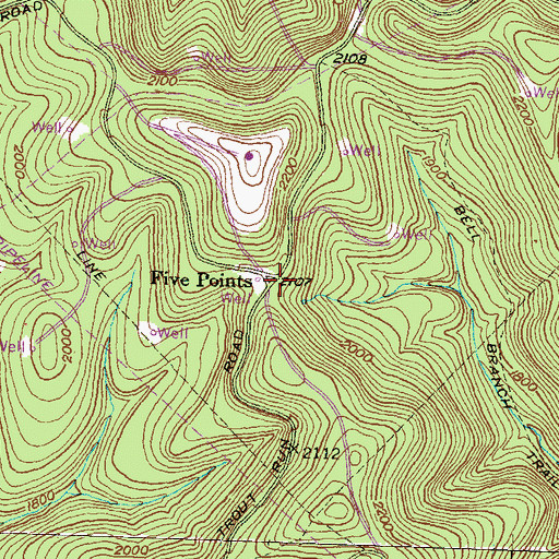 Topographic Map of Five Points, PA