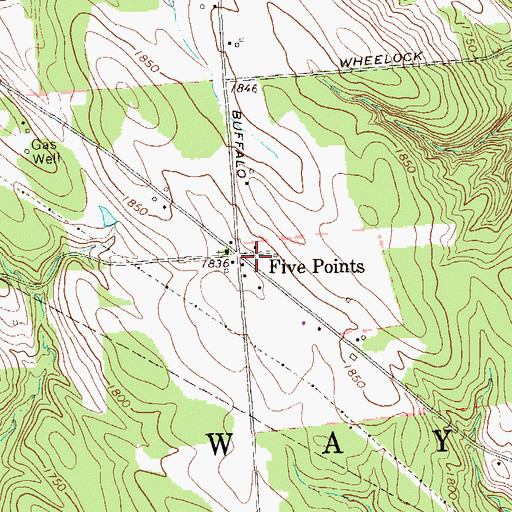 Topographic Map of Five Points, PA