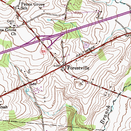 Topographic Map of Forestville, PA