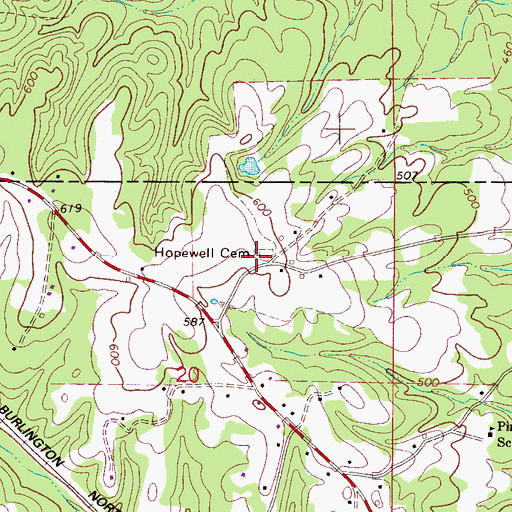 Topographic Map of Hopewell Cemetery, AL