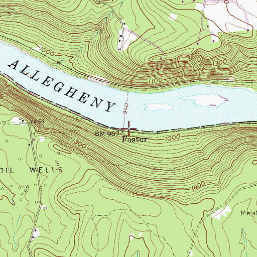 Topographic Map of Foster, PA