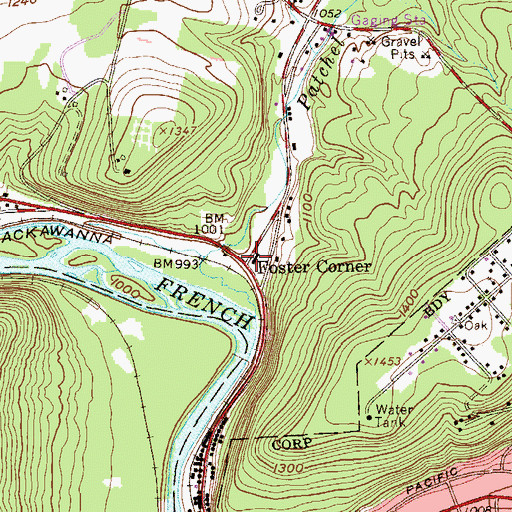Topographic Map of Foster Corner, PA