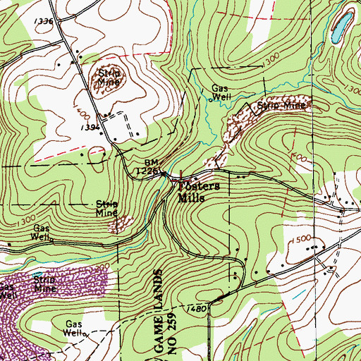 Topographic Map of Fosters Mills, PA