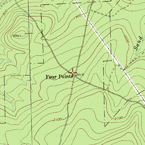 Topographic Map of Four Points, PA