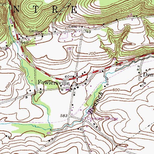Topographic Map of Fowlersville, PA