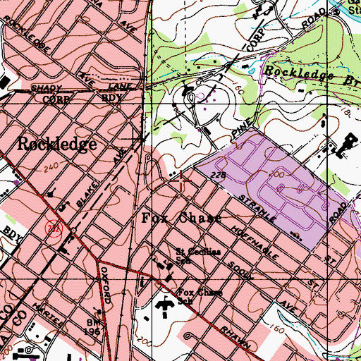 Topographic Map of Fox Chase, PA