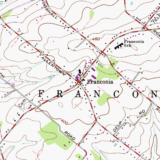 Topographic Map of Franconia, PA