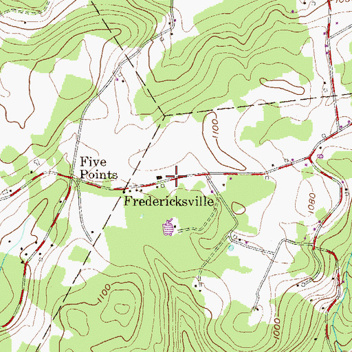 Topographic Map of Fredericksville, PA