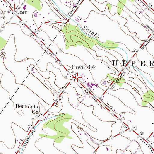 Topographic Map of Frederick, PA