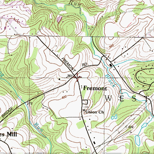 Topographic Map of Freemont, PA