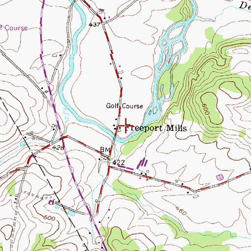 Topographic Map of Freeport Mills, PA