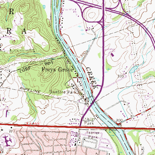 Topographic Map of Freys Grove, PA