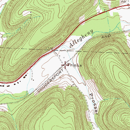 Topographic Map of Frinks, PA