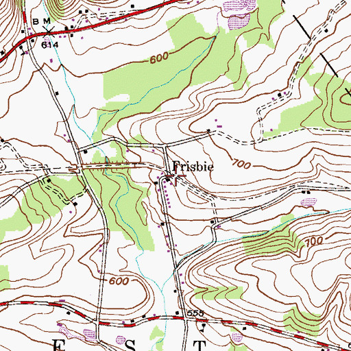 Topographic Map of Frisbie, PA