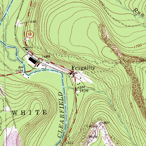 Topographic Map of Frugality, PA
