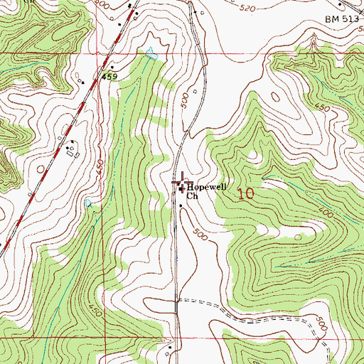 Topographic Map of Hopewell Church, AL