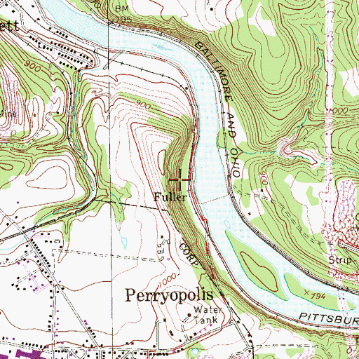 Topographic Map of Fuller, PA