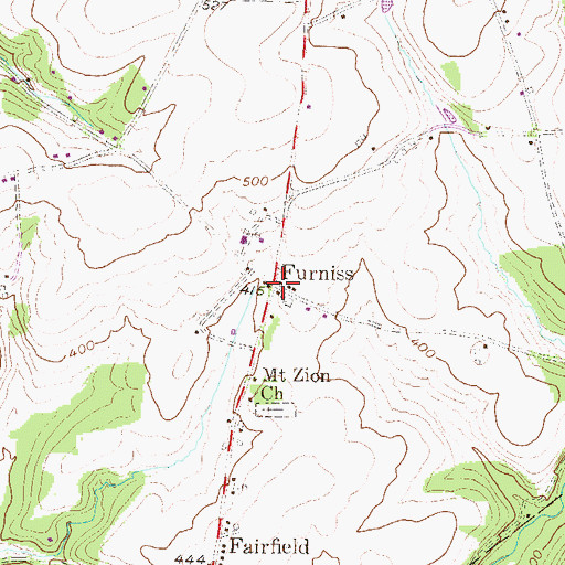 Topographic Map of Furniss, PA