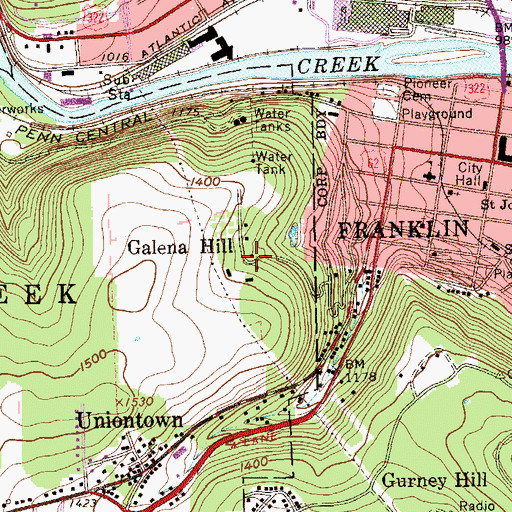 Topographic Map of Galena Hill, PA