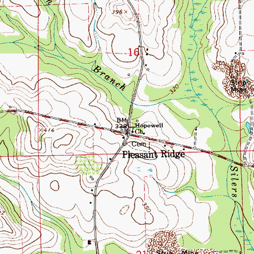 Topographic Map of Hopewell Primitive Baptist Church, AL