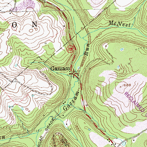 Topographic Map of Gazzam, PA