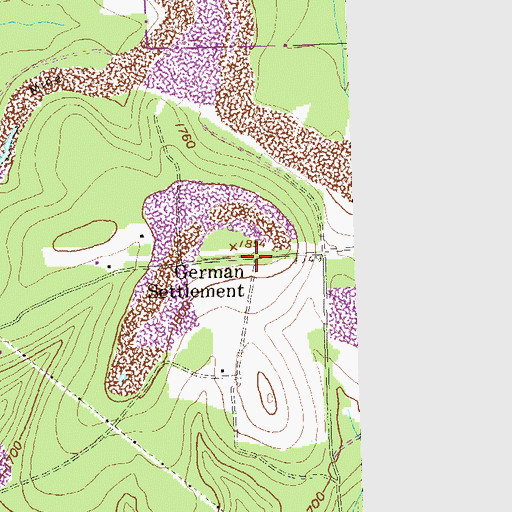 Topographic Map of German Settlement, PA