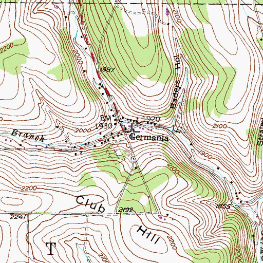 Topographic Map of Germania, PA