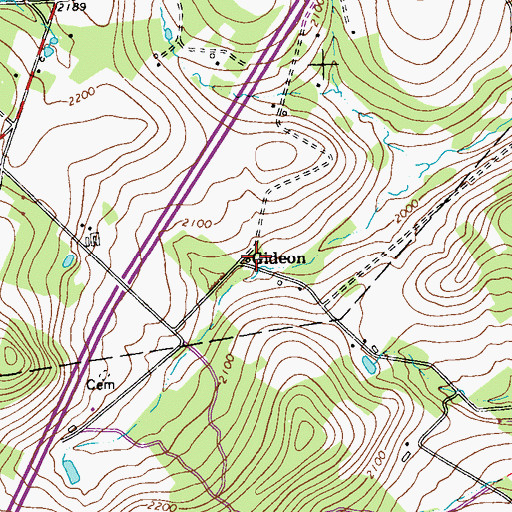 Topographic Map of Gideon, PA