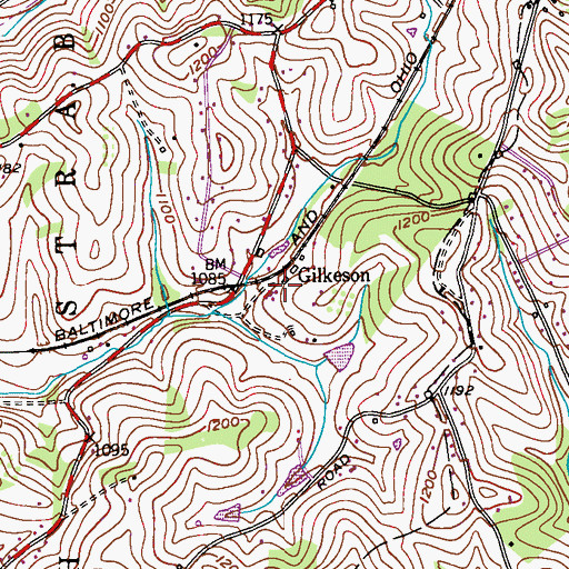 Topographic Map of Gilkeson, PA