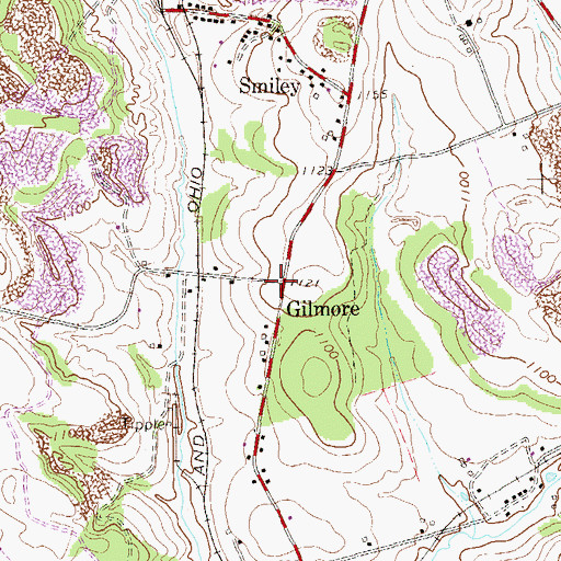 Topographic Map of Gilmore, PA