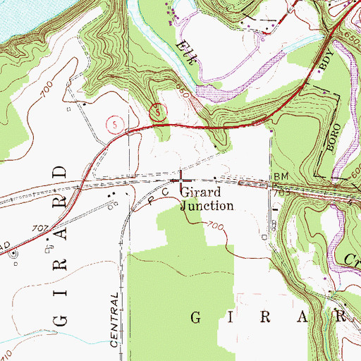 Topographic Map of Girard Junction, PA