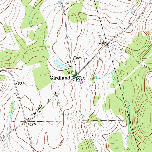 Topographic Map of Girdland, PA