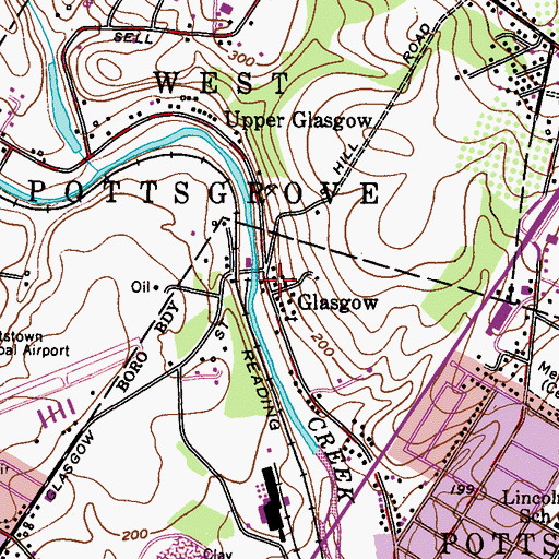 Topographic Map of Glasgow, PA