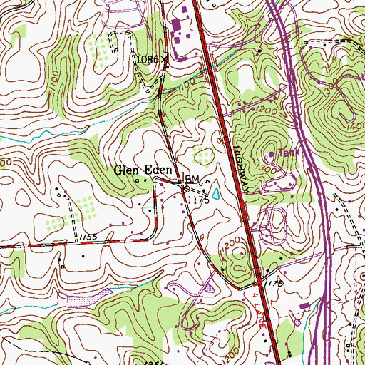 Topographic Map of Glen Eden, PA