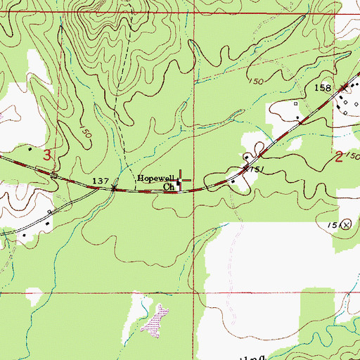 Topographic Map of Hopewell Baptist Church, AL