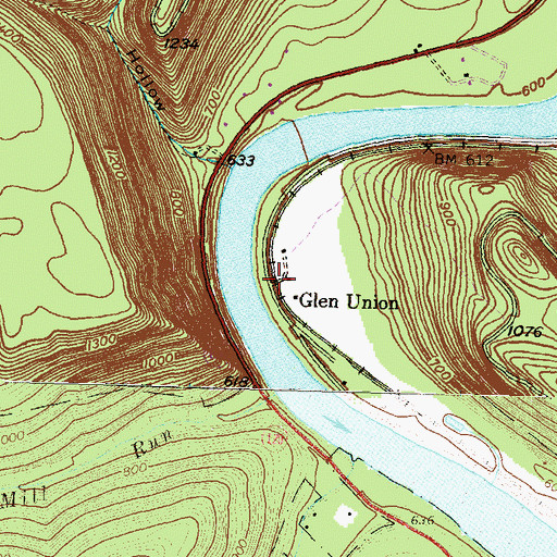 Topographic Map of Glen Union, PA