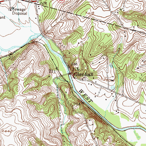 Topographic Map of Glenhall, PA