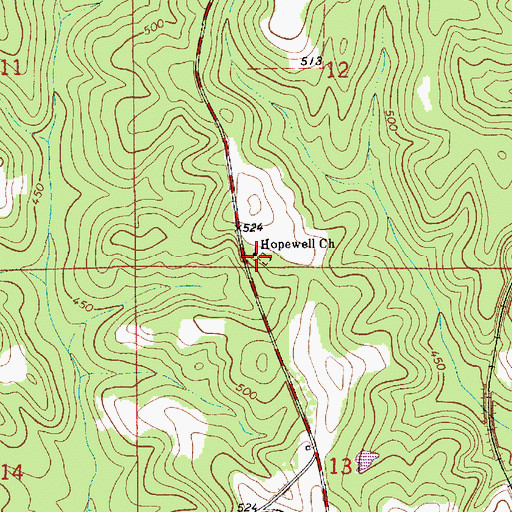 Topographic Map of Hopewell Church, AL