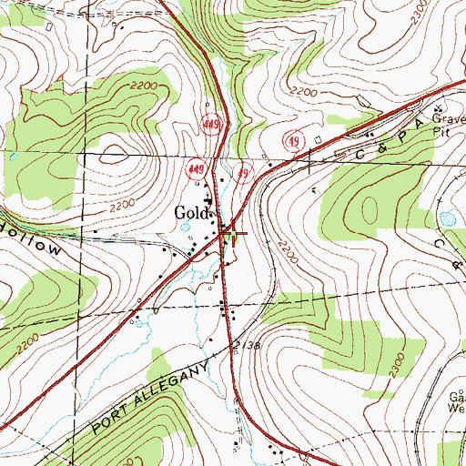 Topographic Map of Gold, PA