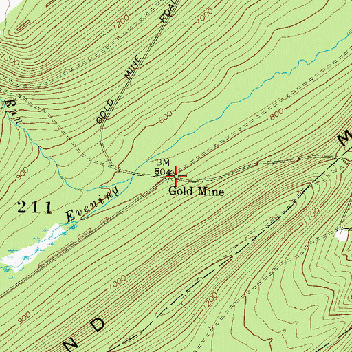 Topographic Map of Gold Mine, PA