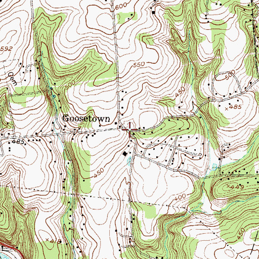 Topographic Map of Goosetown, PA