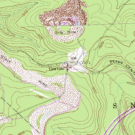 Topographic Map of Gorton, PA