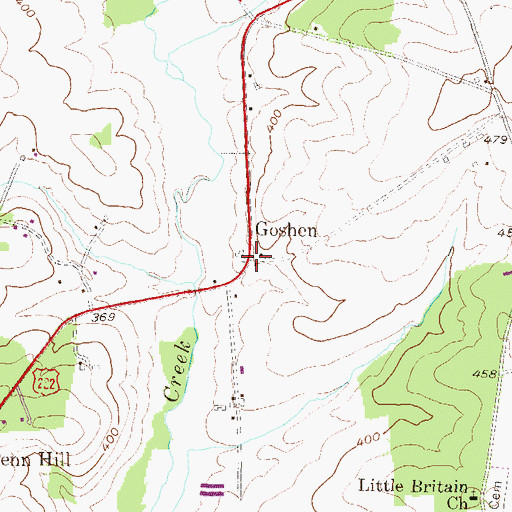 Topographic Map of Goshen, PA