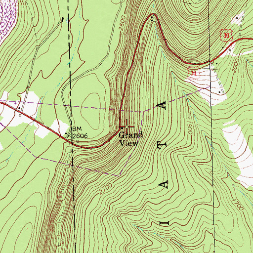 Topographic Map of Grand View, PA
