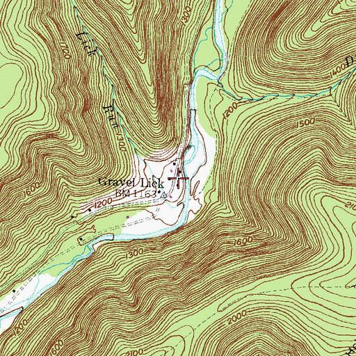 Topographic Map of Gravel Lick, PA