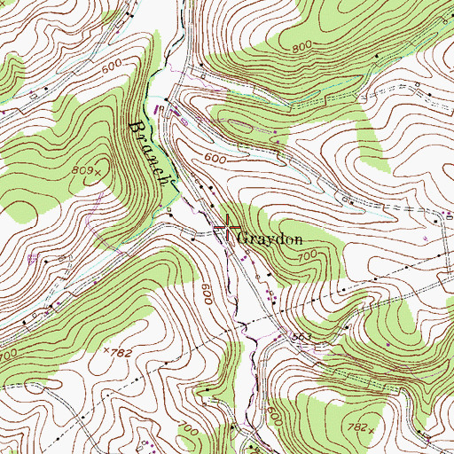 Topographic Map of Graydon, PA